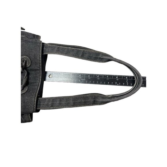 Tommy Hilifiger Denim Drawstring Bucket Style Shoulder Bag Y2K 00s Gray Black - Picture 11 of 13